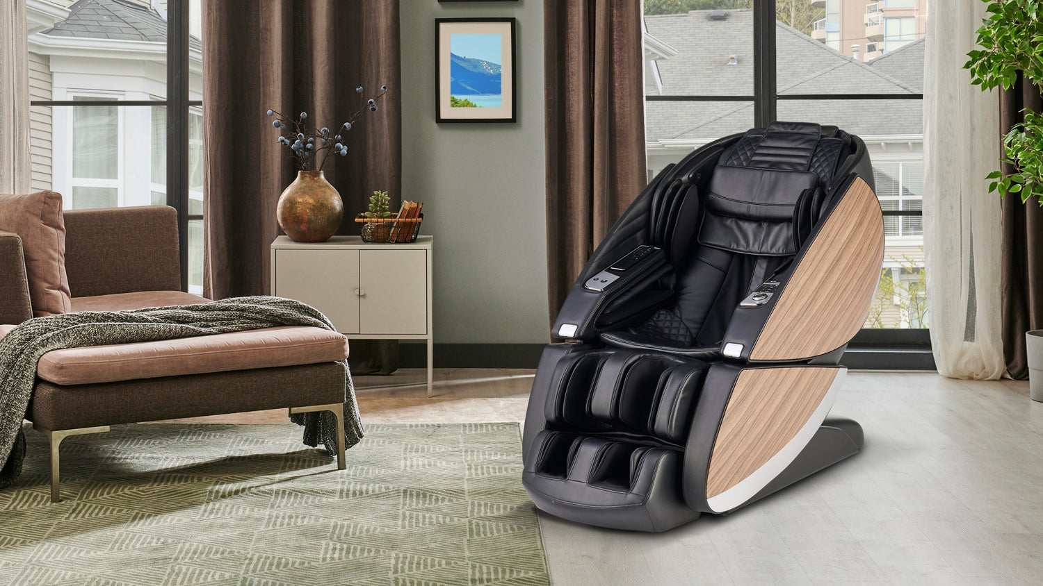 Modern Human Touch massage chair in a stylish living room designed for relaxation and full-body wellness