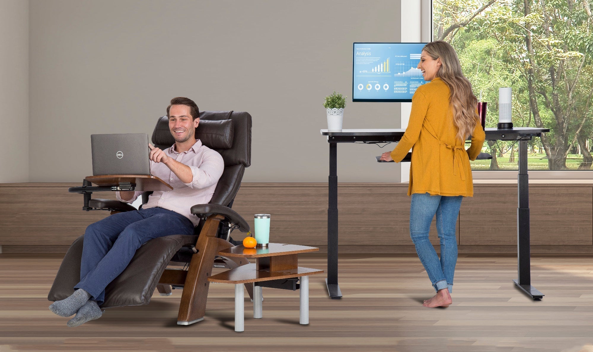 Man using Perfect Chair zero gravity recliner with Perfect Chair Accessories