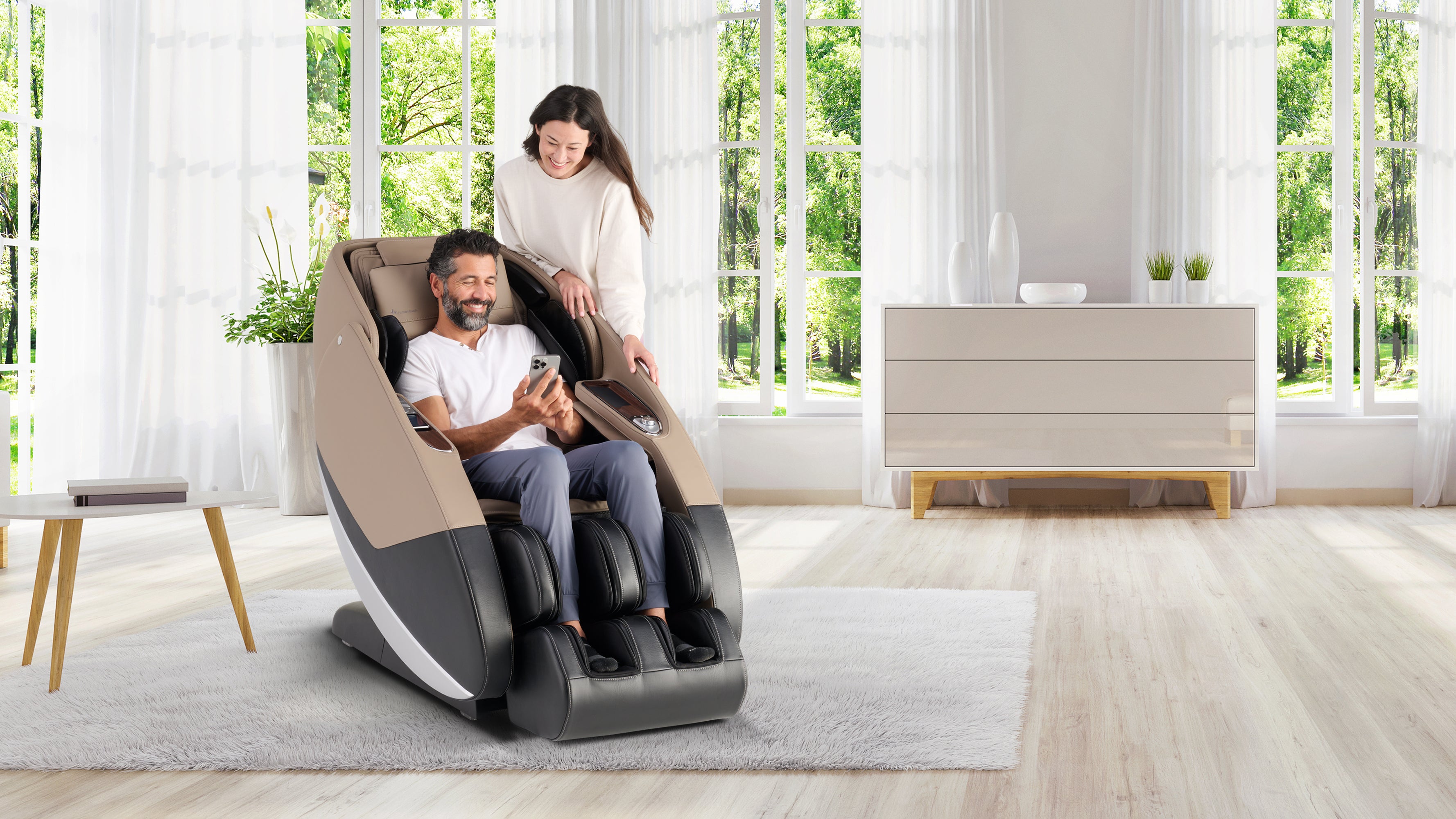 Couple using Novo Flex Massage Chair