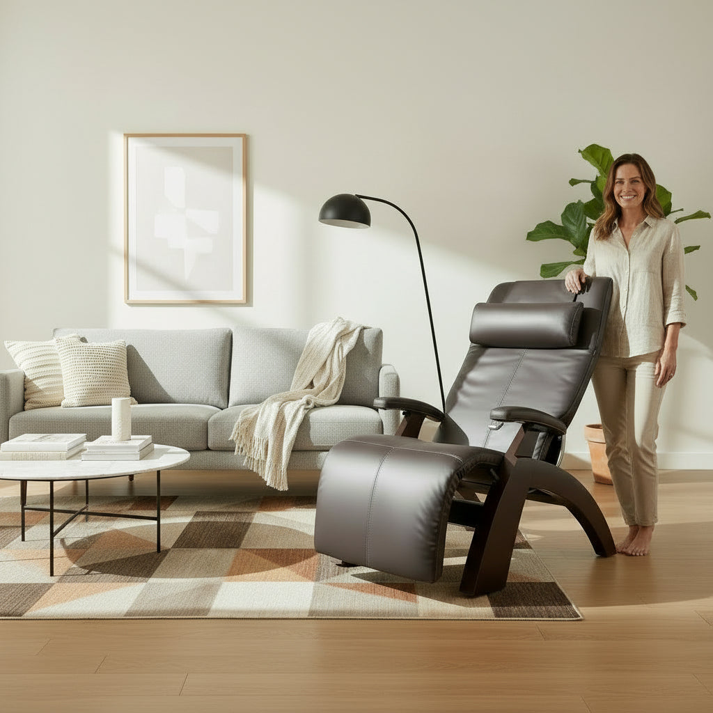 Woman standing with a Perfect Chair PC-365 recliner