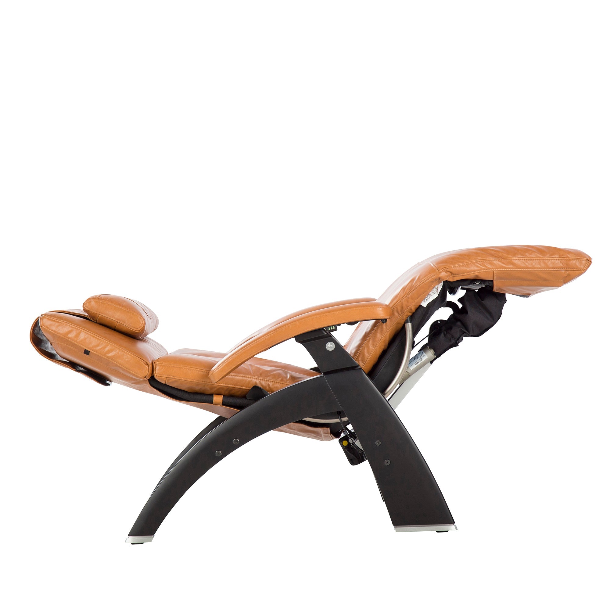 Perfect Chair PC-610 Omni-Motion Classic recliner in cognac leather with zero-gravity positioning and black base frame