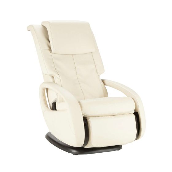WholeBody 7.1 massage chair in cream leather with curved base and ergonomic design for full-body relaxation