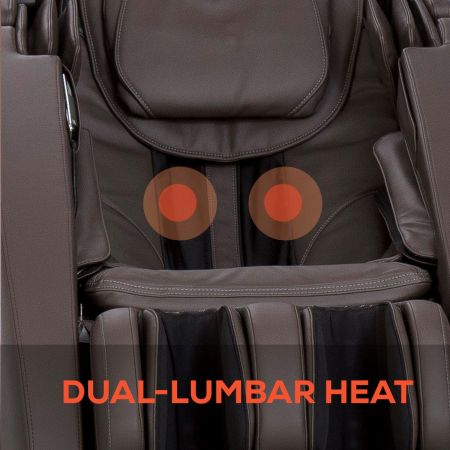 Close-up to show up of dual-lumbar heat on Novo XT