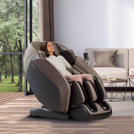 Woman in Earth colored Certus massage chair