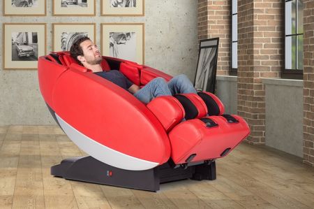 Novo XT2 Massage Chair in Red - Shown in a Room with a Person
