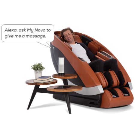 Super Novo Massage Chair - Saddle upholstery showing Alexa Capability
