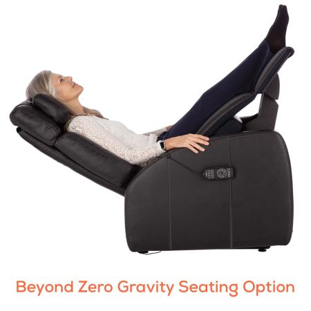 Woman in beyond zero gravity seating in black Lito recliner