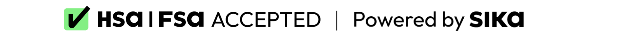 Logo with 'HSQ FSA Accepted' text and 'Powered by Sika' on a white background