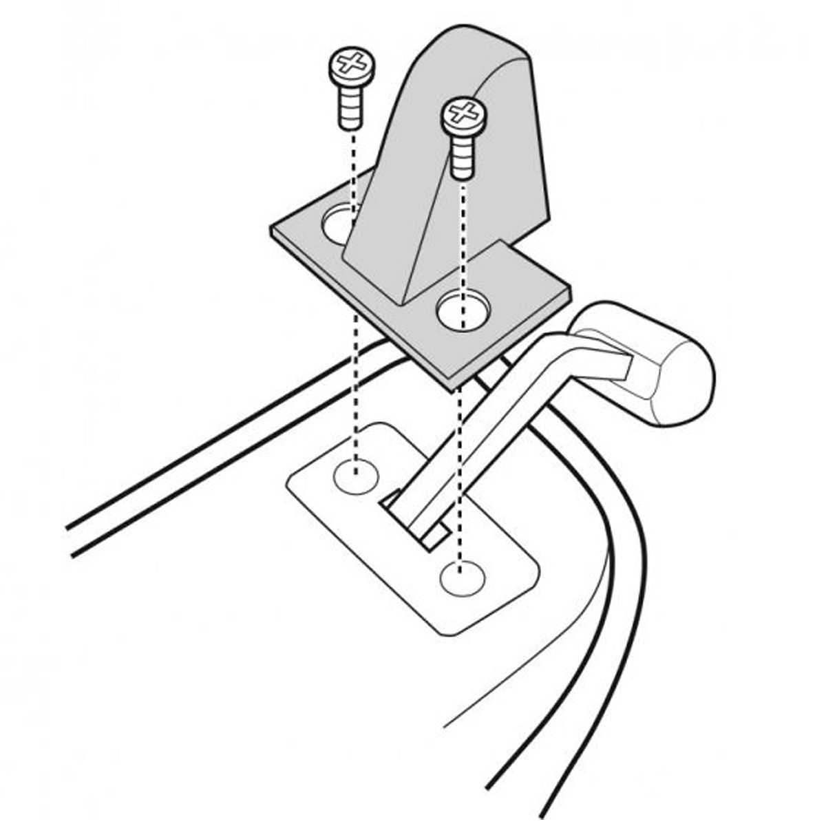 Perfect Chair Recline Lever Guard installation diagram showing mounting points and hardware assembly