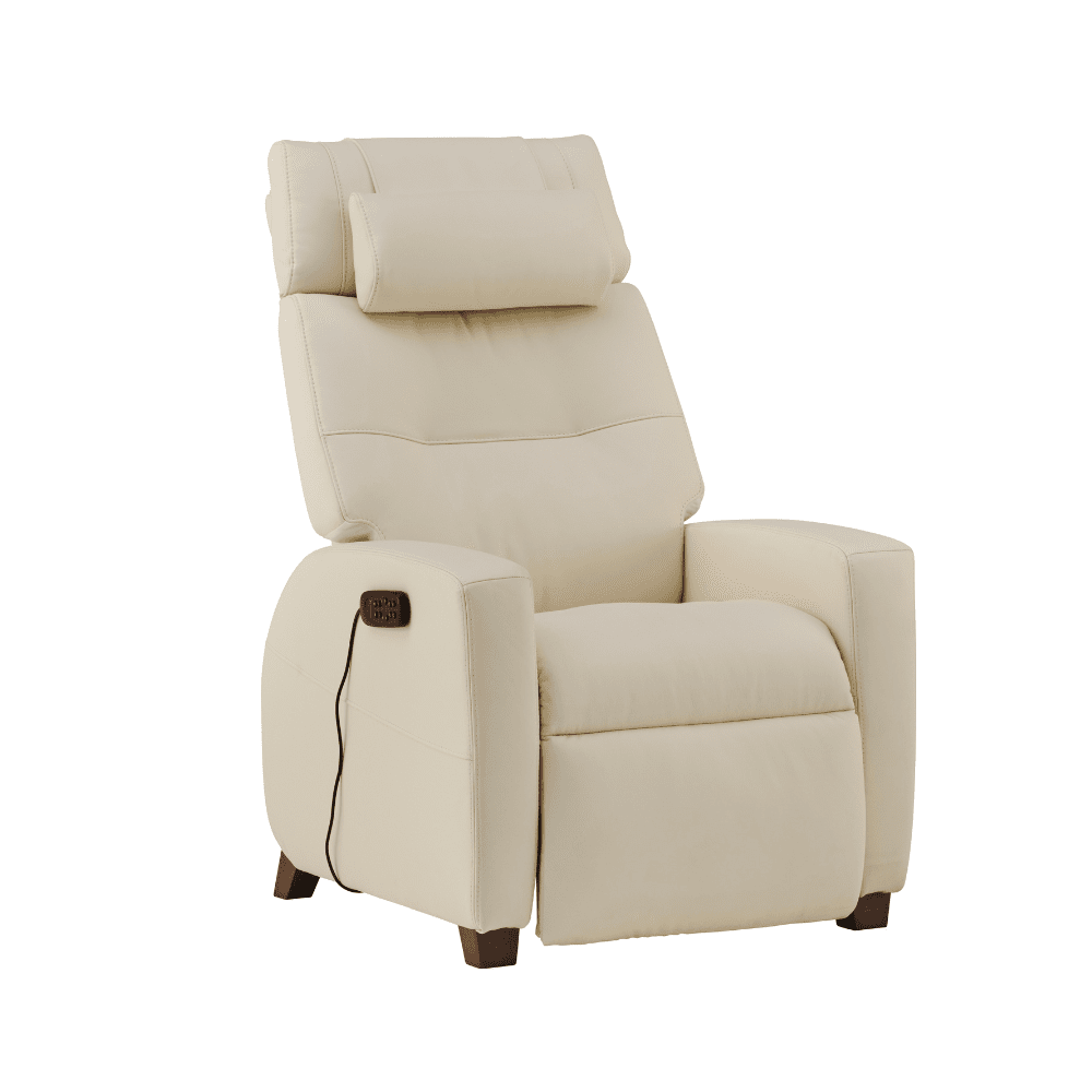 Beige recliner chair with power control on a white background