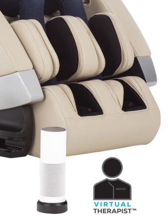 Super Novo Massage Chair - cream chair - showing Alexa and Virtual Assistant