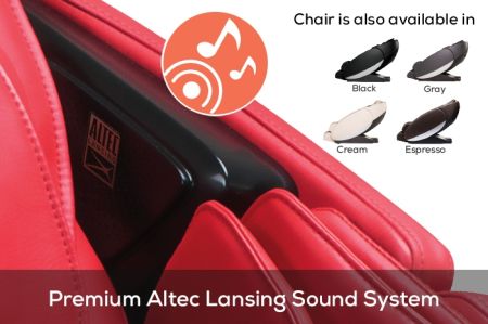 Novo XT2 Massage Chair in Red - Speaker System Close-Up