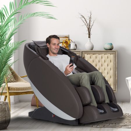 Novo XT2 Massage Chair in Espresso - Shown in a Room with a Person