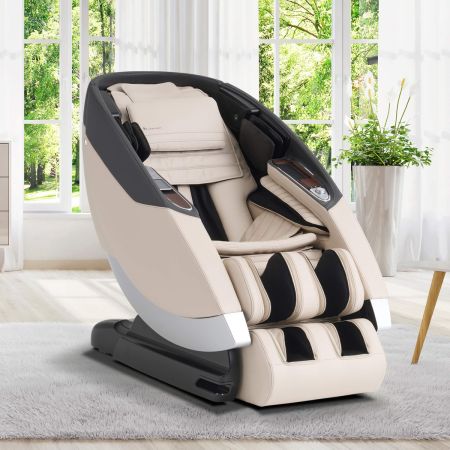 Super Novo 2.0 massage chair in Cream in a room setting	