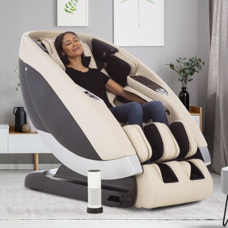 Super Novo Massage Chair - cream chair - in a room with woman in chair